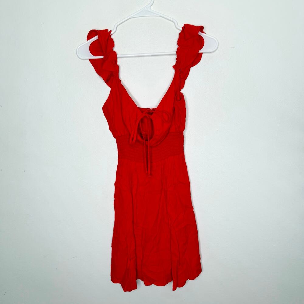 Reformation Red Tie Front Cutout Mini Dress